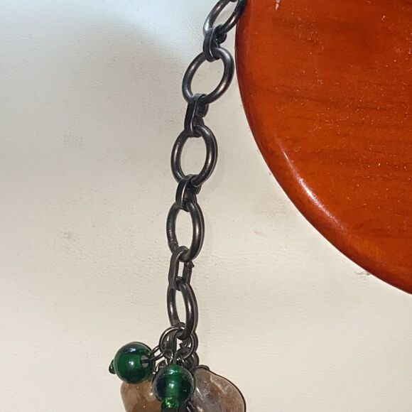 Vintage Semi Precious Stone & Green Glass Cluster Necklace - Picture 8 of 16